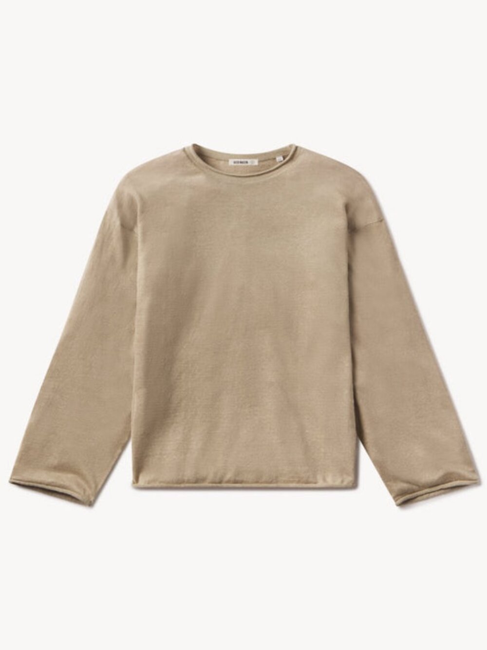 Buck Mason Lighthouse Linen Roll Neck Tee sz S in taupe/light khaki